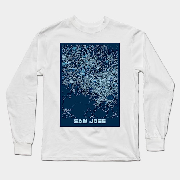 San Jose - Califonia Peace City Map Long Sleeve T-Shirt by tienstencil